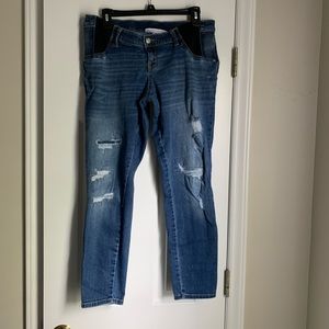 Distressed Side Panel Maternity Jeans